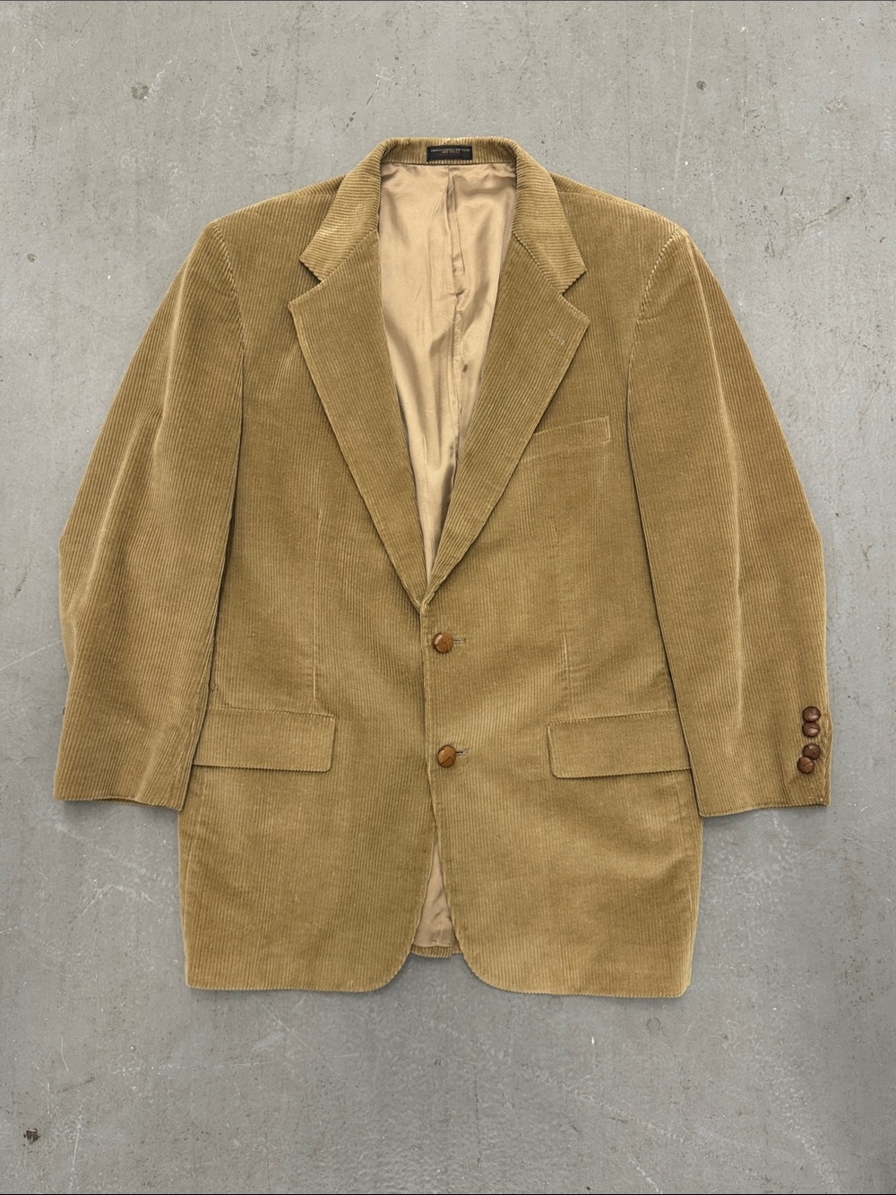 VTG Perlis Men's Beige Corduroy Sport Coat Blazer 41L - Made In USA